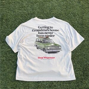 Abercrombie & Fitch White Tee with Green Jeep Print